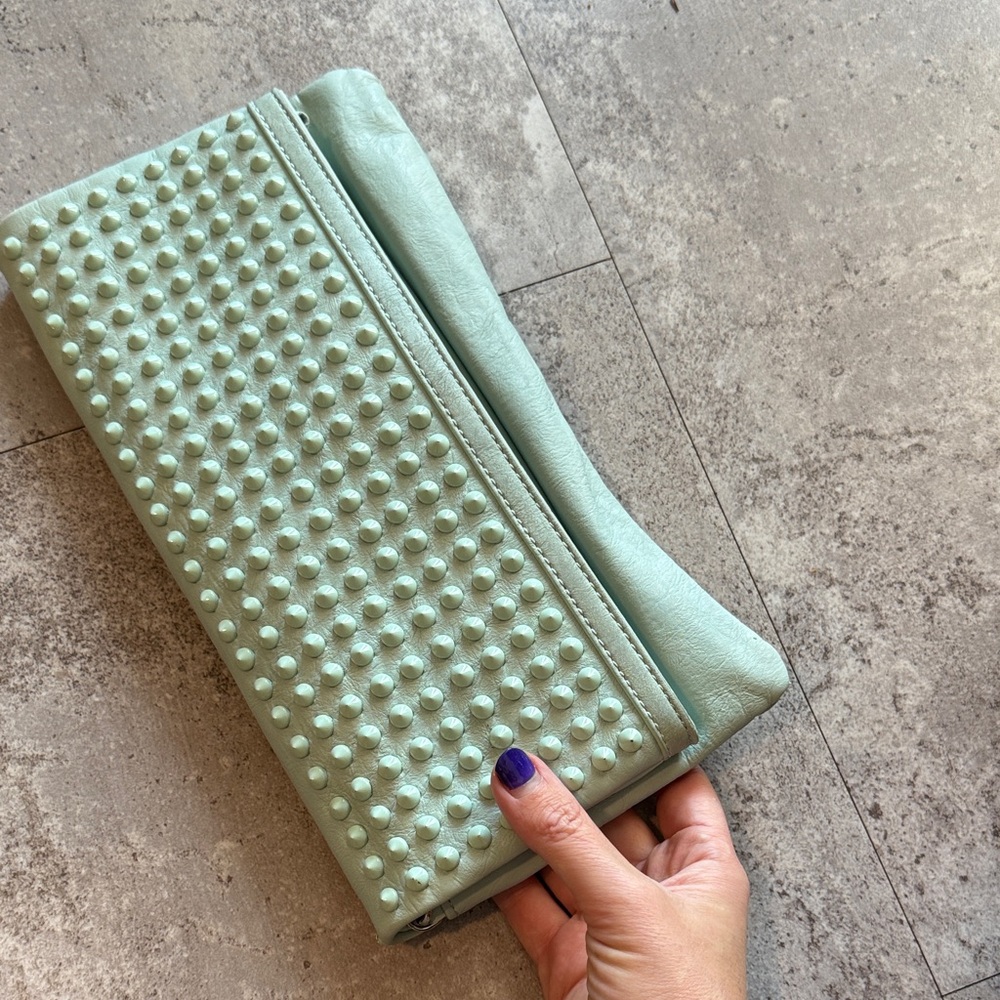 ALDO Mint Green Studded Clutch